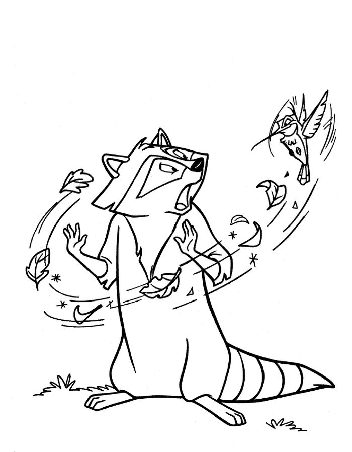 Pocahontas Raccoon Coloring Pages