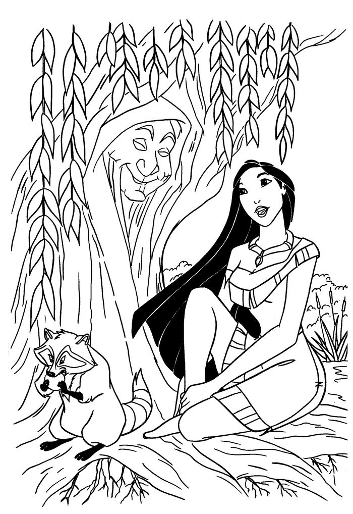 Pocahontas With Grandmother Willow Coloring Pages