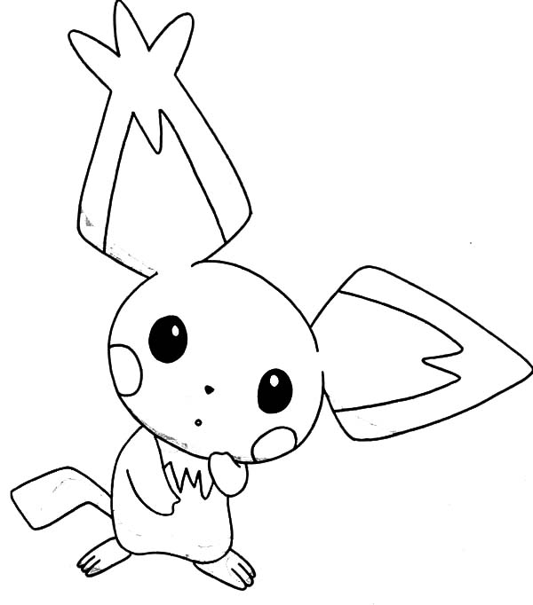 pointed ear pichu is amazed coloring page