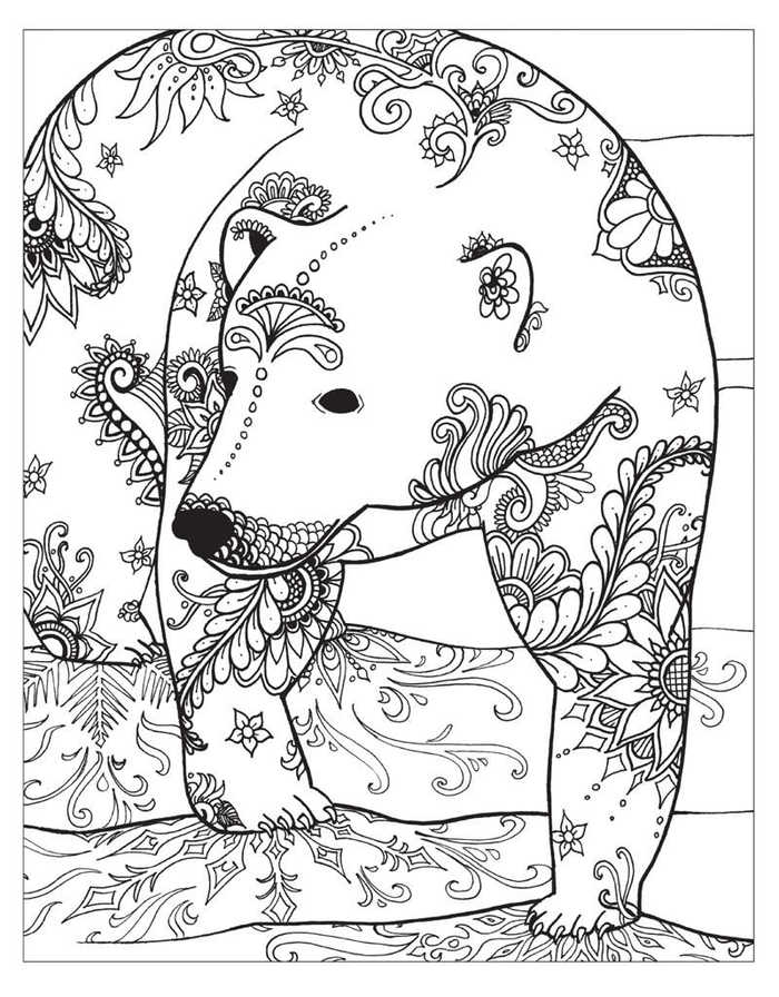 Polar Bear Winter Coloring Pages For Adults