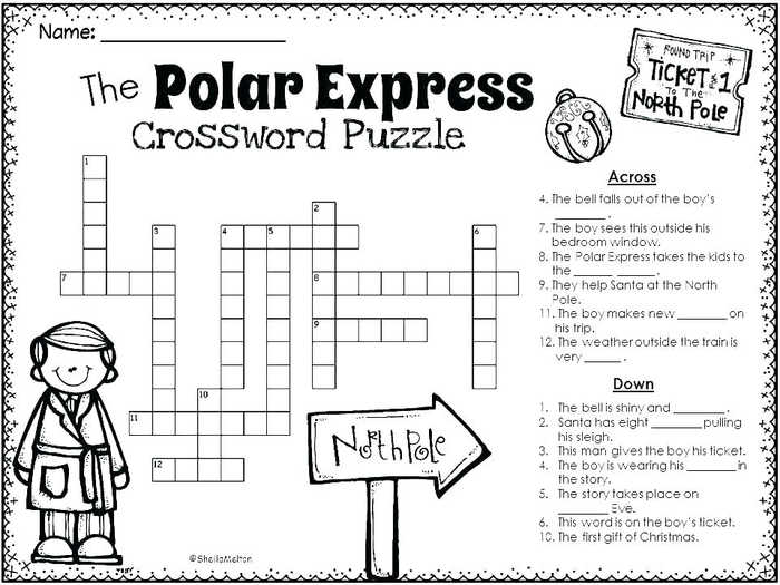 Polar Express Coloring Page Crossword Puzzle