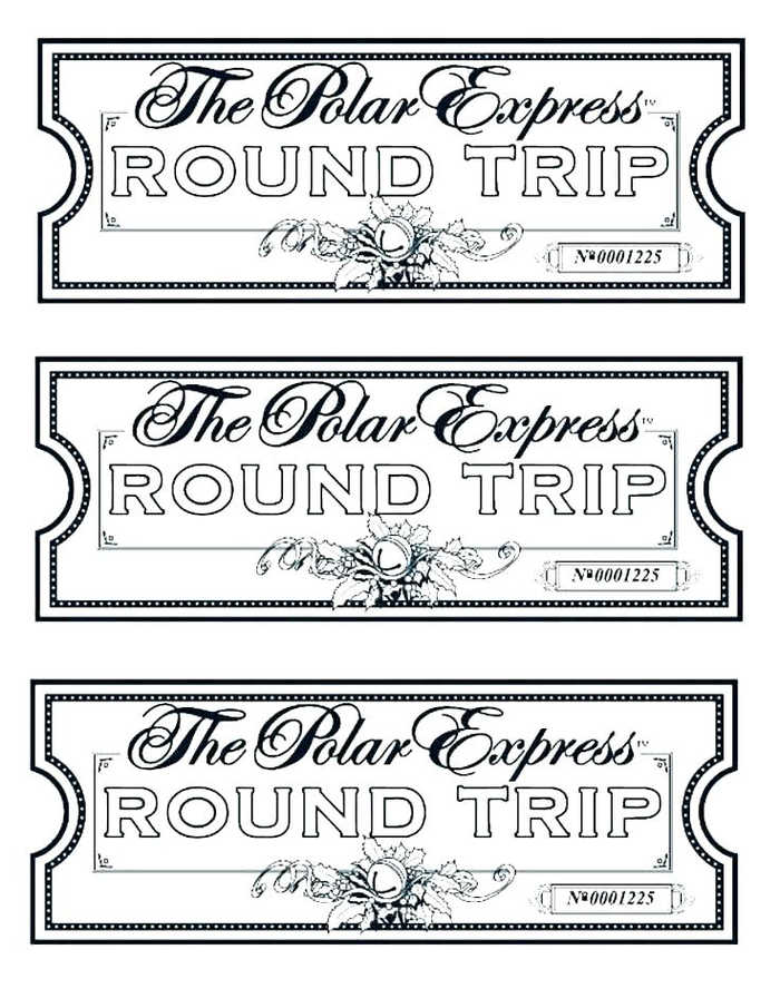 Polar Express Coloring Page Round Trip Tickets