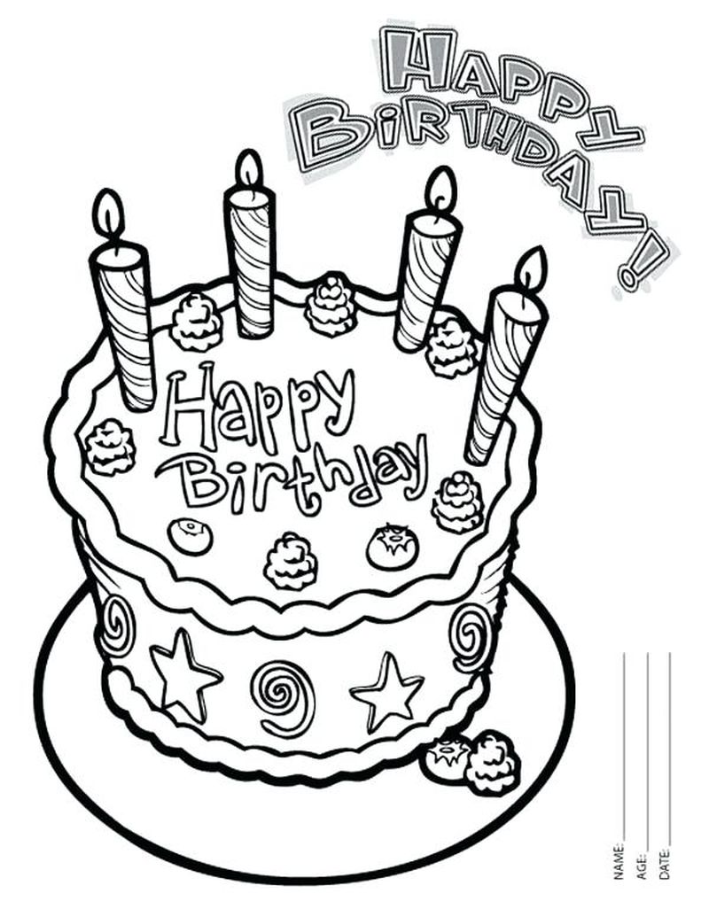 Preschool Birthday Cake Coloring Page