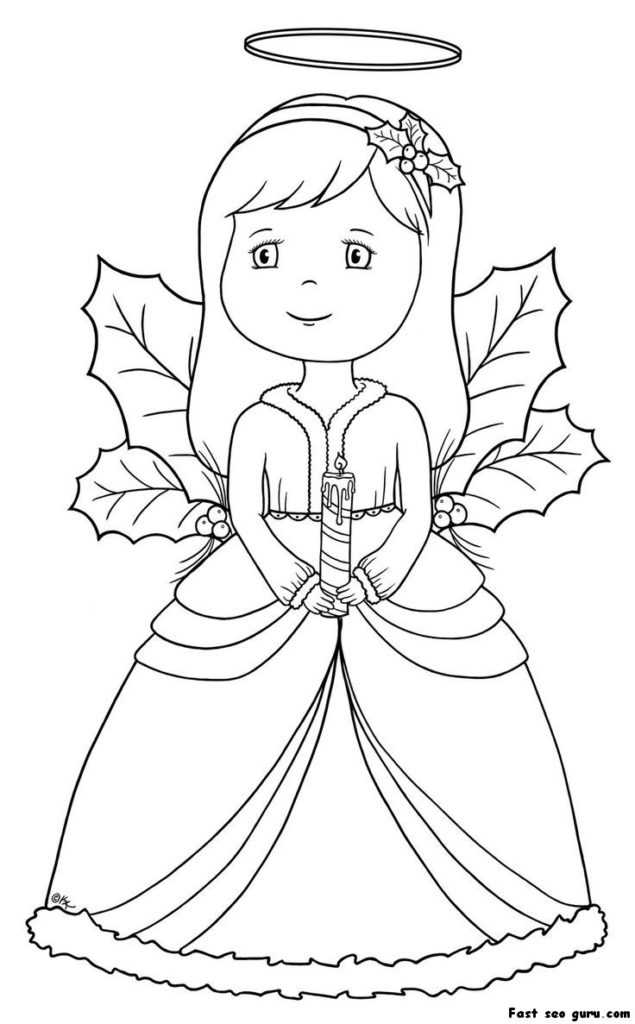 Pretty Christmas Angel Coloring Page