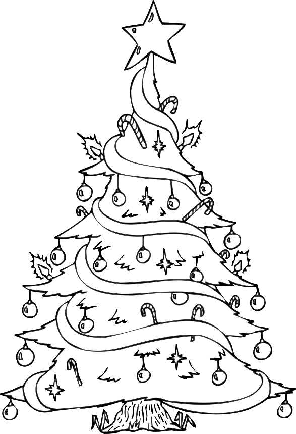 Pretty Christmas Tree Coloring Page Printable