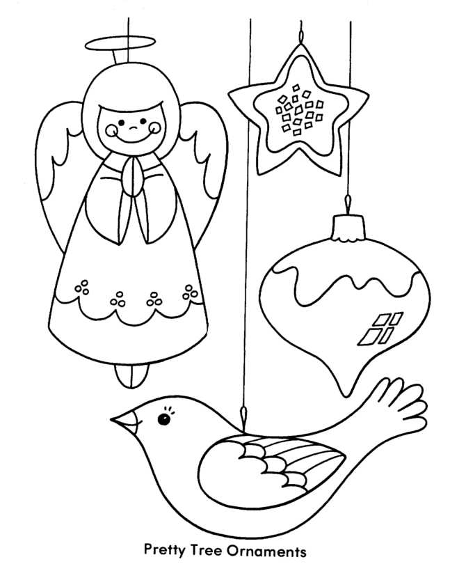 Pretty Christmas Tree Ornaments Coloring Pages