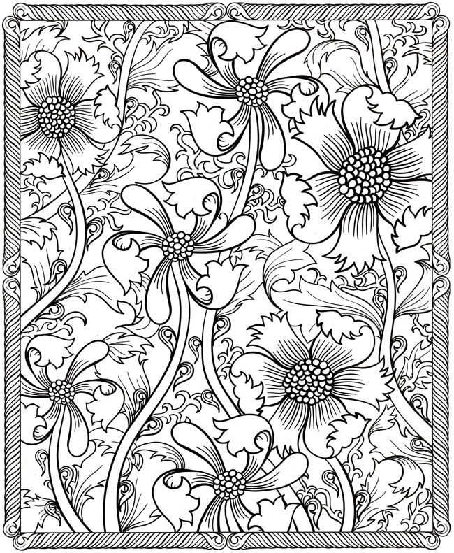 Pretty Flowers Coloring Page For Adults