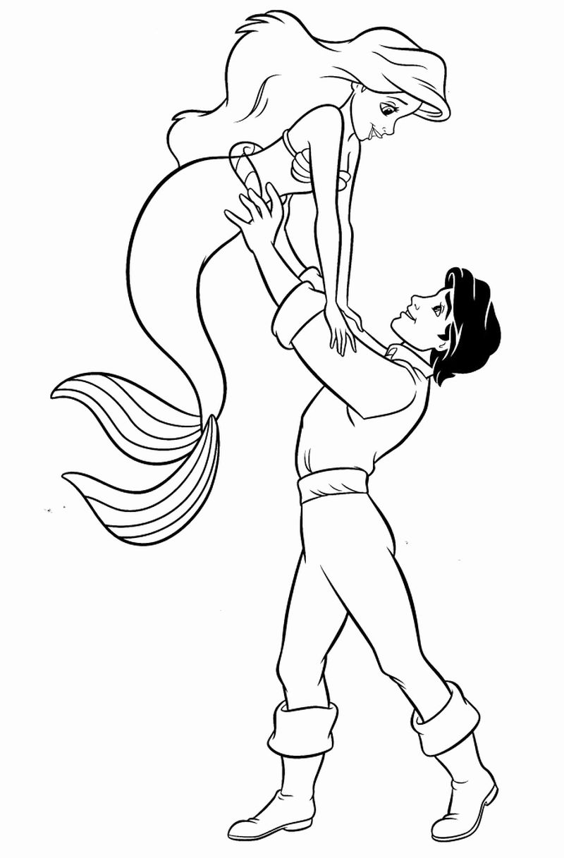 ariel the little mermaid and eric coloring pages