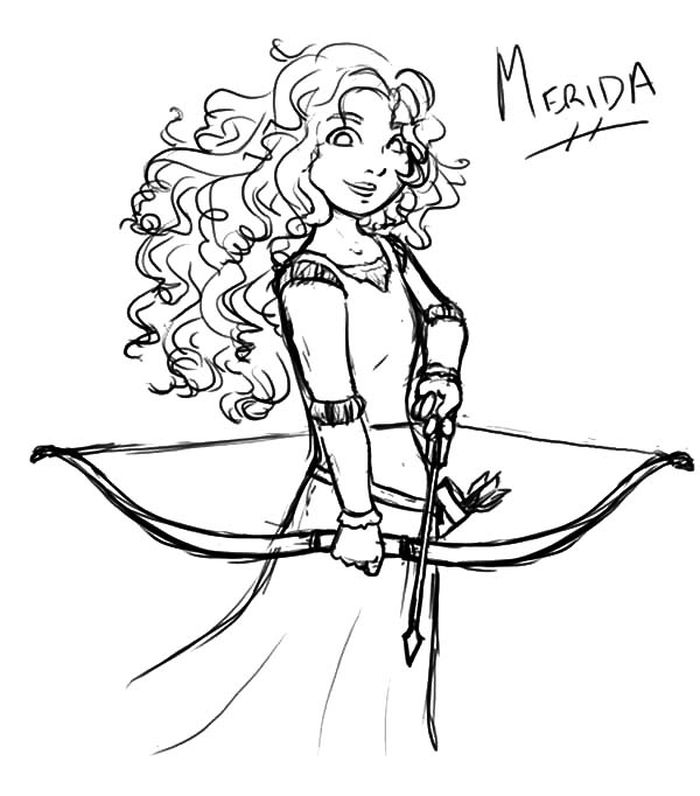 Princess Merida Easy Coloring Pages For Kids