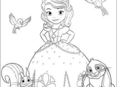Princess Sofia With Her Pets Coloring Page