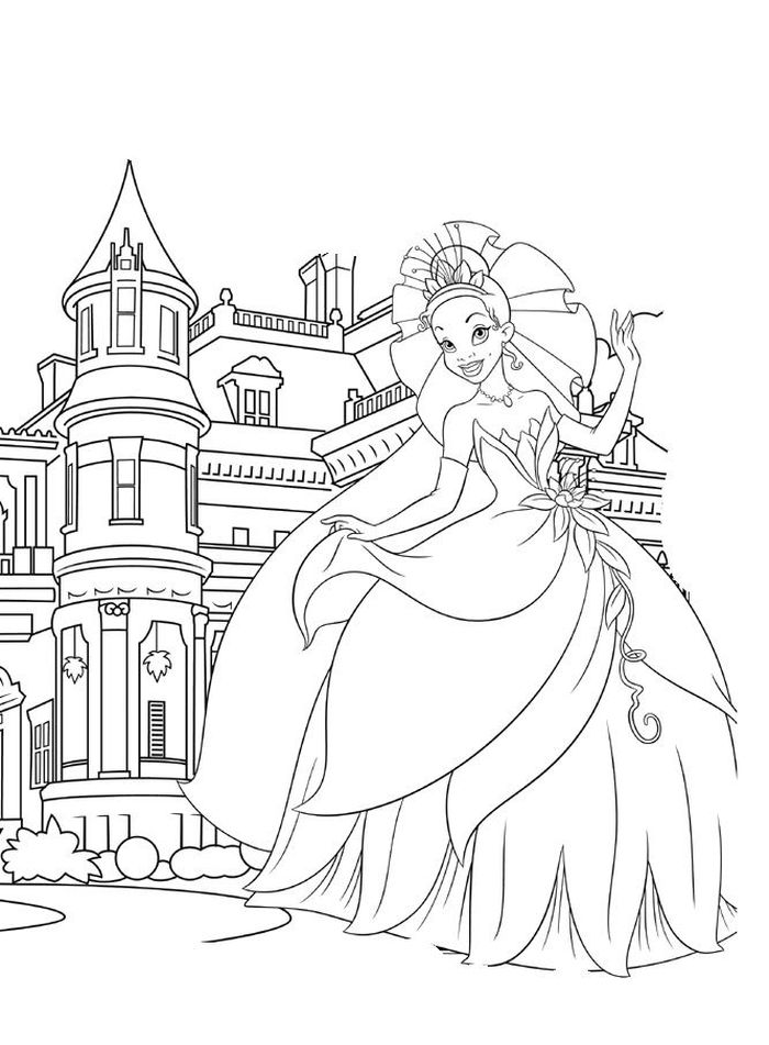 Princess Tiana Anime Coloring Pages