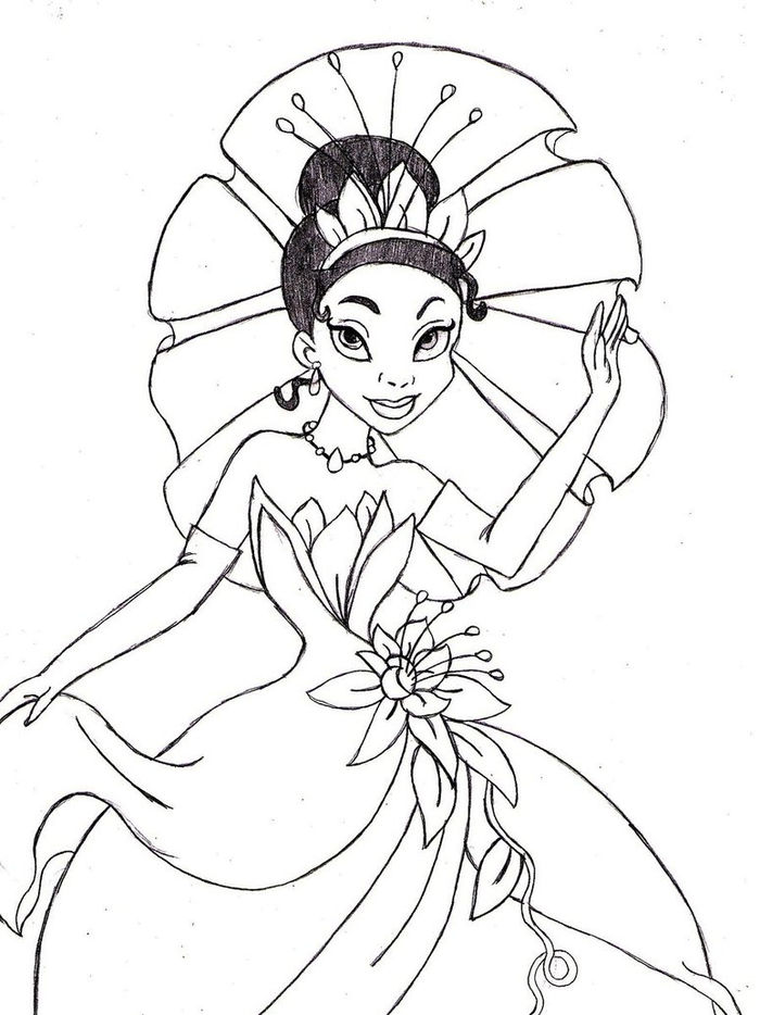 Princess Tiana Printable Coloring Pages