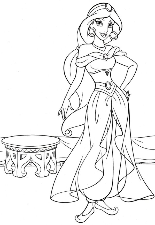 Princess jasmine coloring pages free