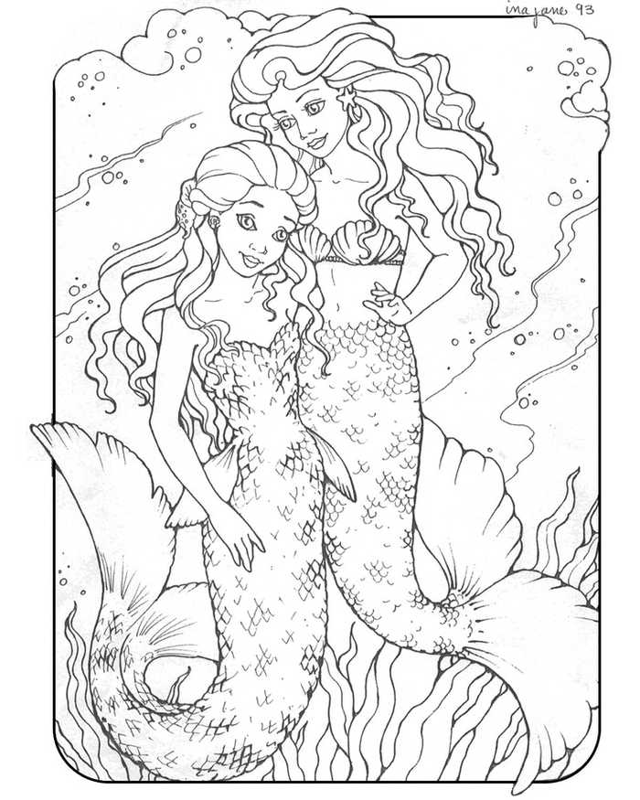 Print Free Mermaid Coloring Pages