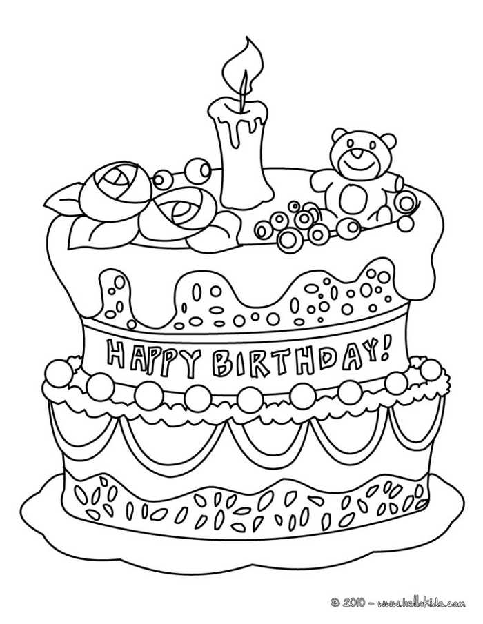 Printable Birthday Cake Coloring Page 1
