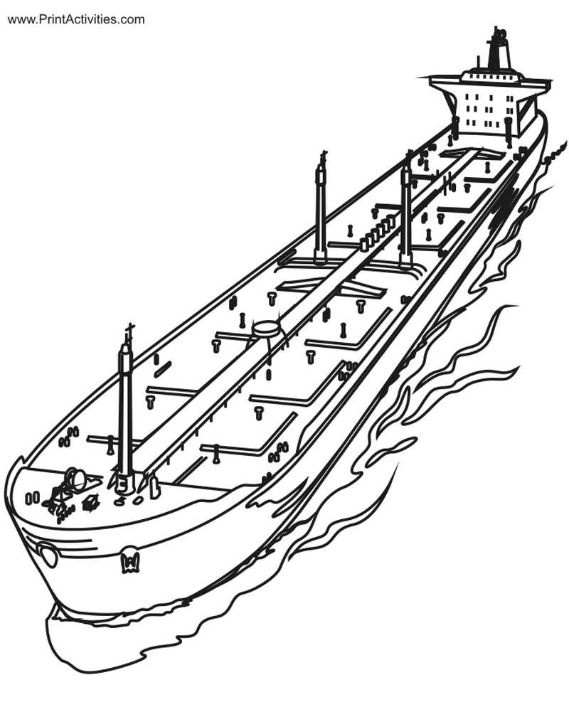 Printable Cargo Ship Coloring Page