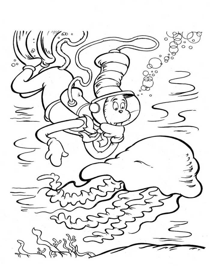 Printable Cat In The Hat Coloring Page