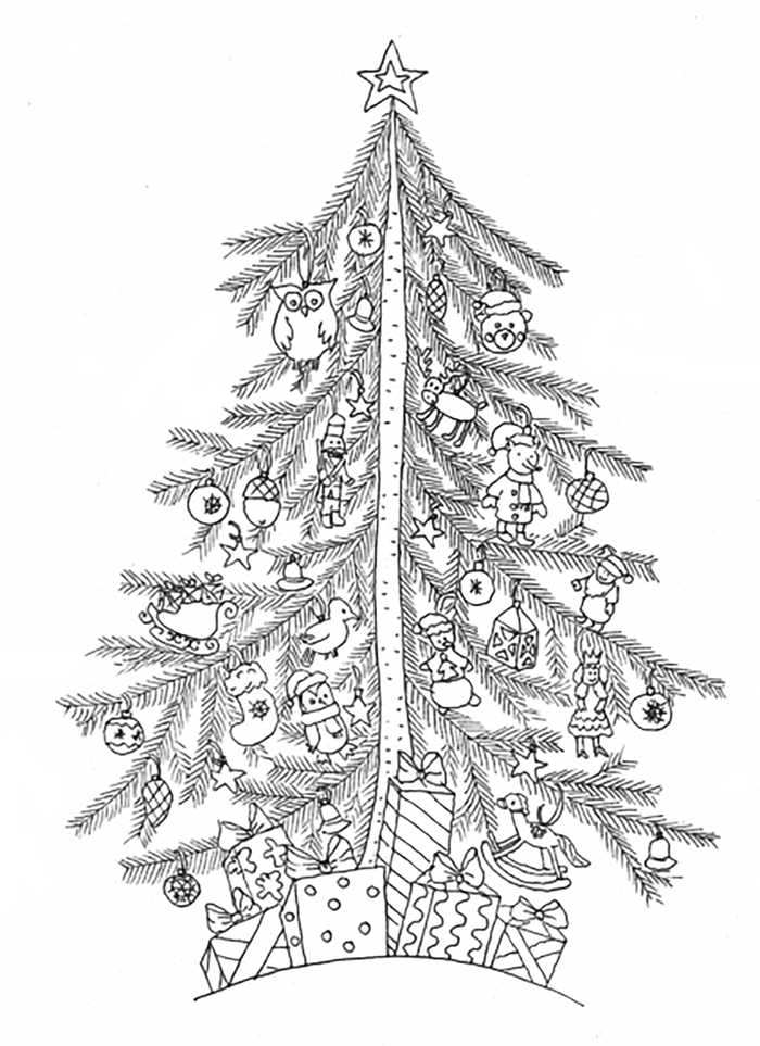 Printable Christmas Tree Coloring Page For Adults