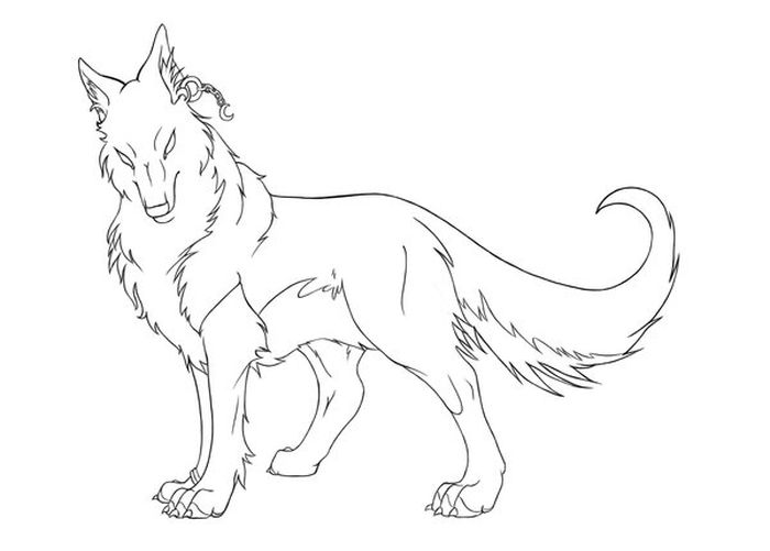 anime wolves in love coloring pages