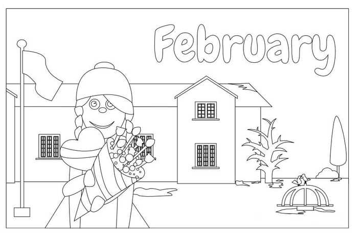 Printable February Coloring Pages