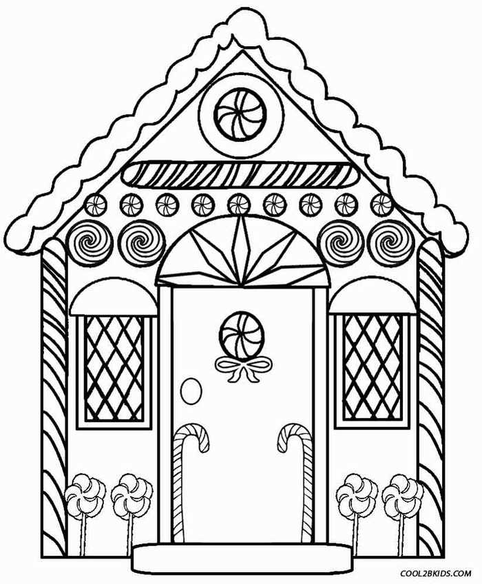 Printable Gingerbread House Coloring Pages 1