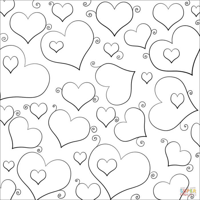 Printable Hearts Coloring Page