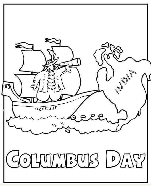 Printable October Coloring Sheets Columbus Day