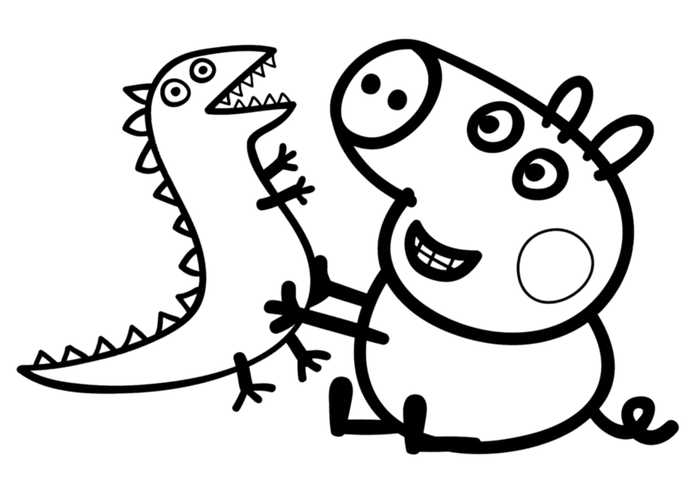 Printable Peppa Pig And Dino Pictures To Color