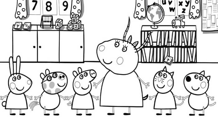 Printable Peppa Pig In School Coloring Pictures