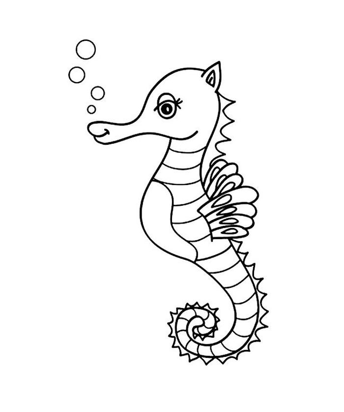 Printable Seahorse Coloring Pages