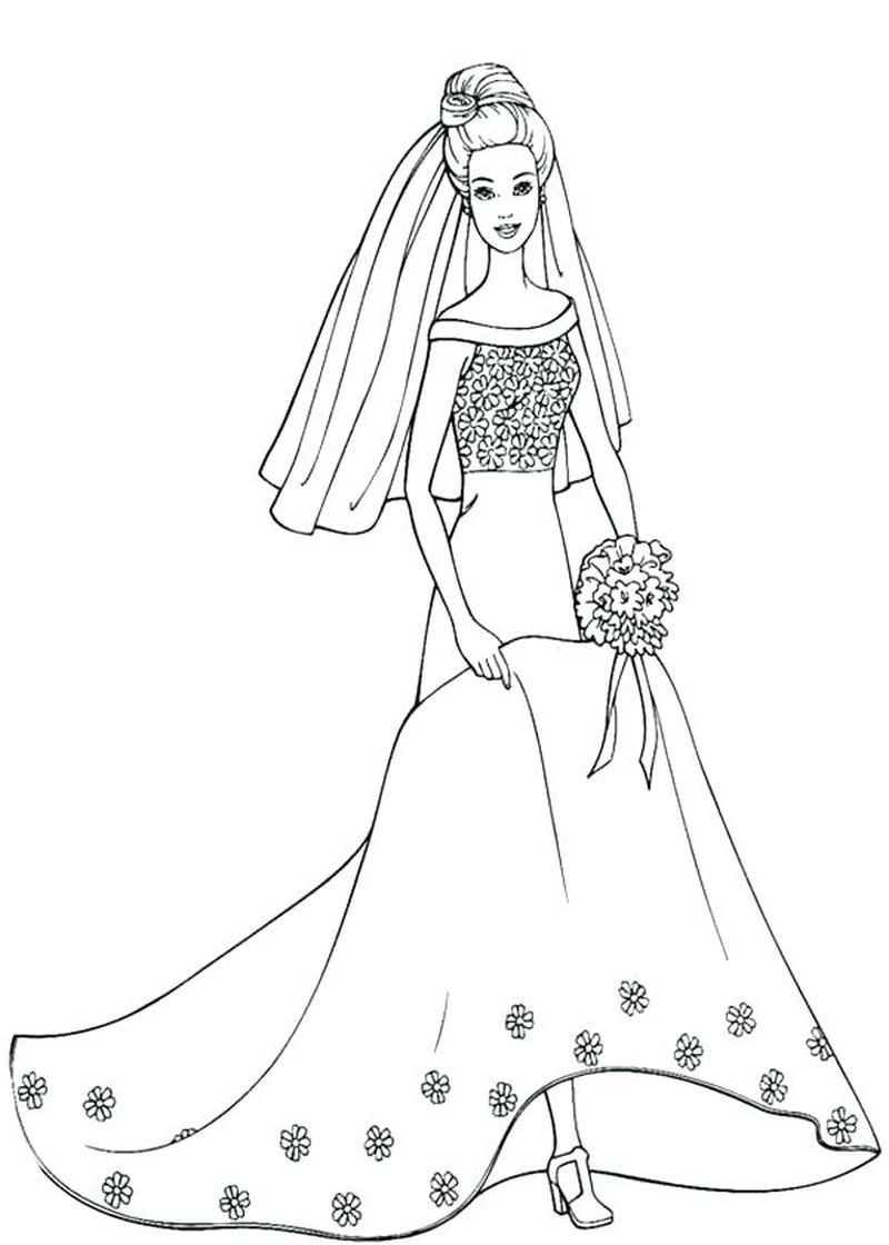 Printable Wedding Dress Coloring Pages