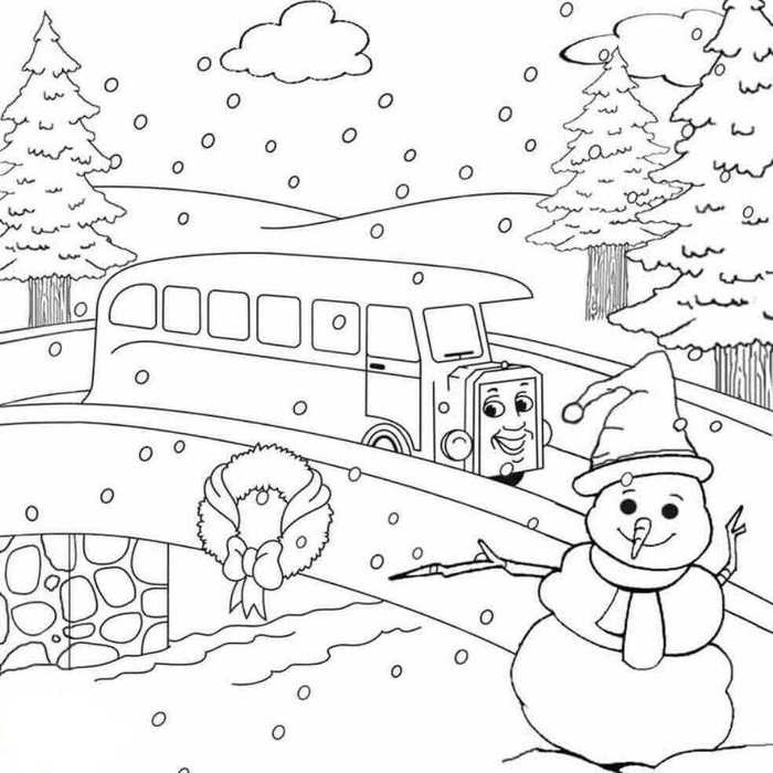 Printable Winter Scene Coloring Pages