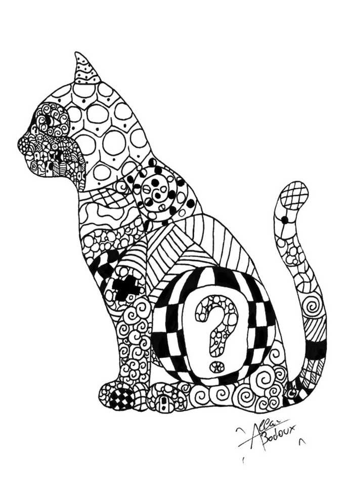 Question Cat Detail Coloring Page