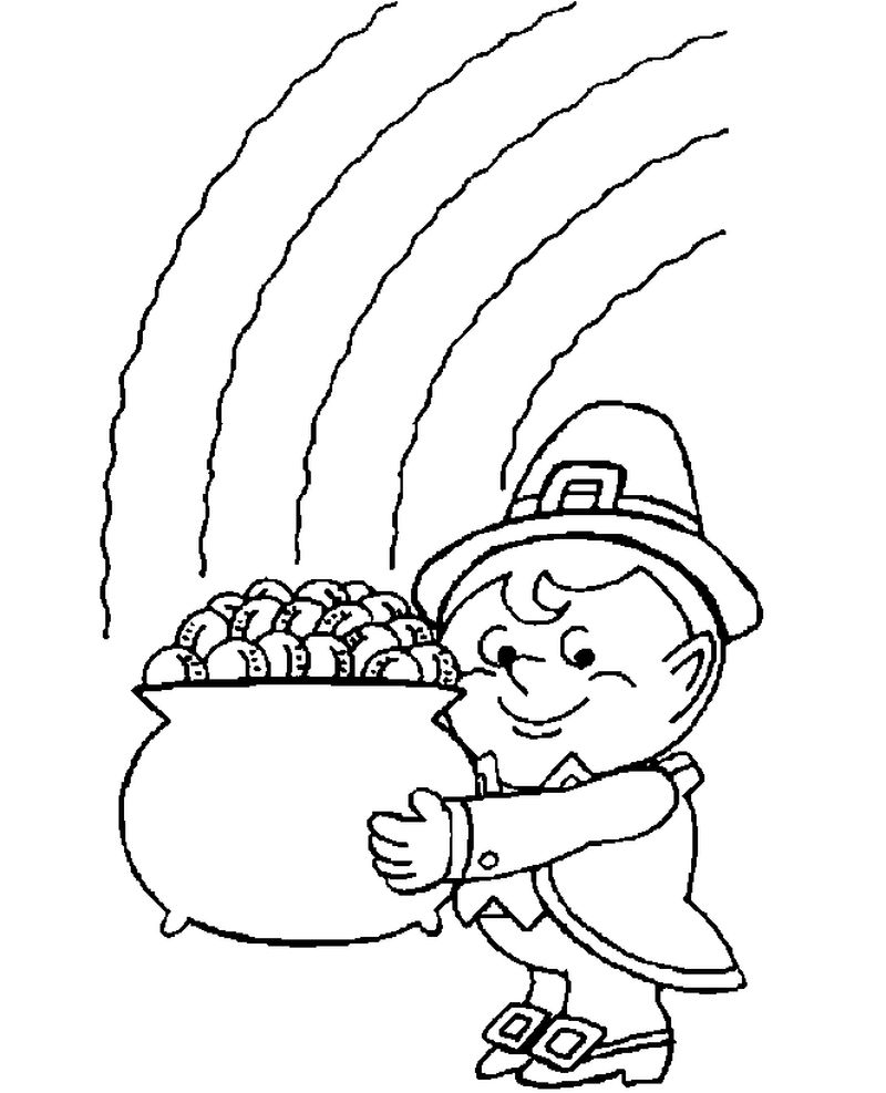 Rainbow Pot of Gold Coloring Page