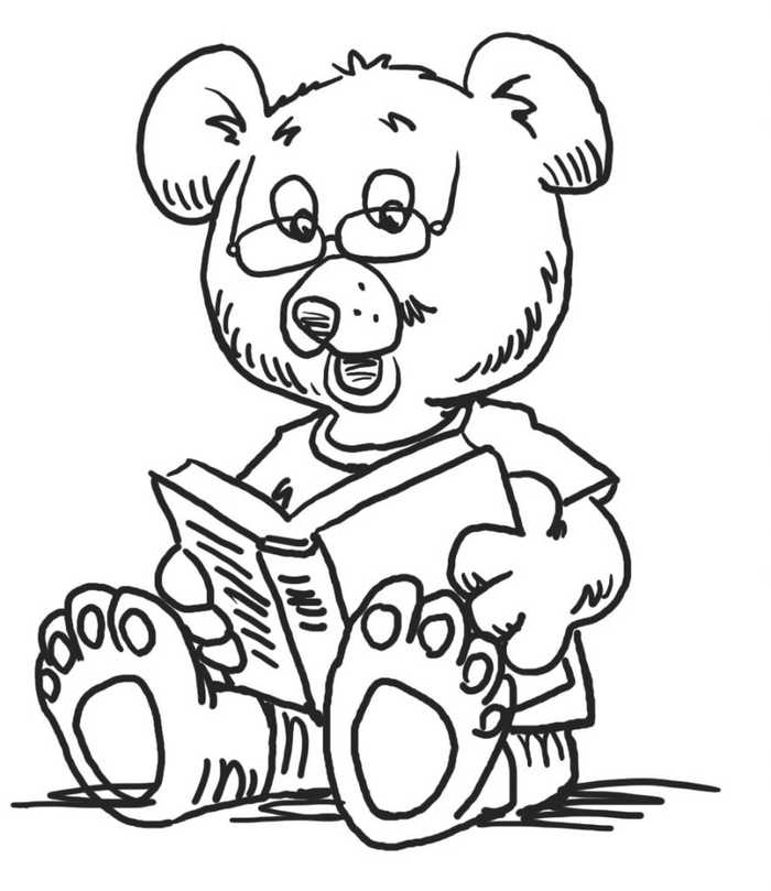 Reading Bear Kindergarten Coloring Pages