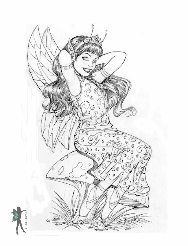 Realistic Fairy Coloring Page