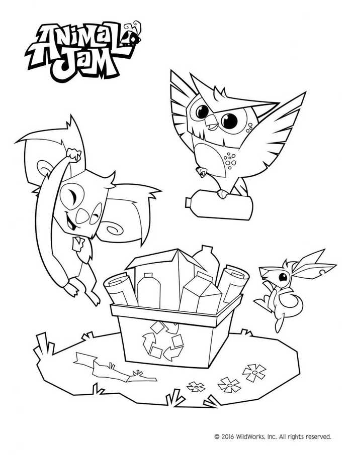 Recycling Animal Jam Coloring Pages