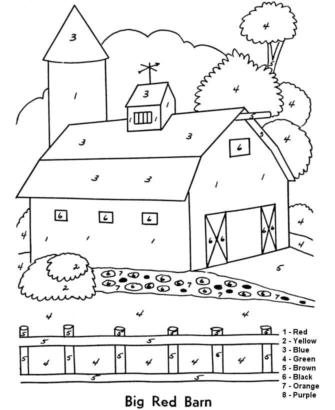 Red Barn Color By Number For Adults