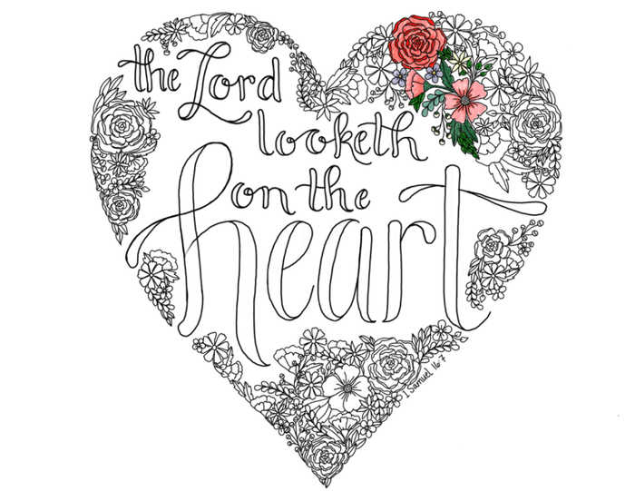 Religious Heart Coloring Page