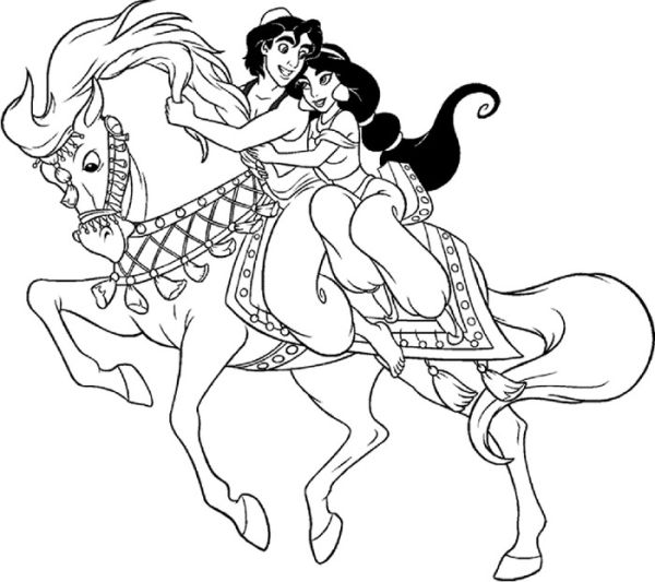 Riding horse jasmine coloring pages