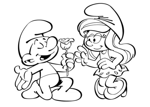 Romatic smurf coloring pages