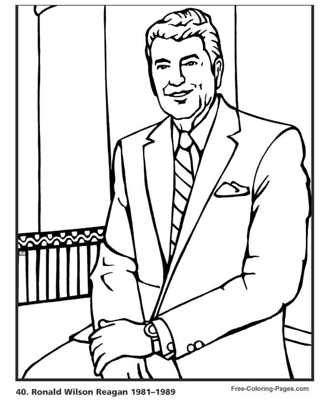 Ronald Reagan Presidents Day Coloring Page