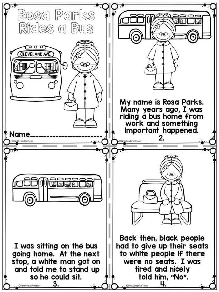 Rosa Parks Bus Ride Coloring Page