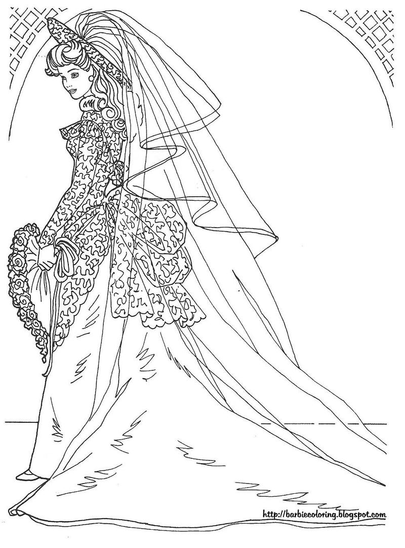 mermaid wedding dress coloring pages