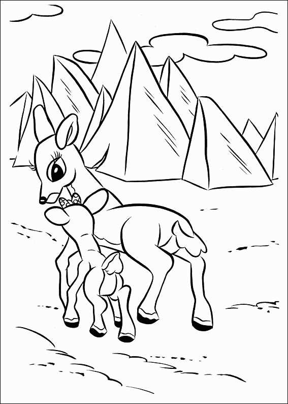 Rudolph And Mom Coloring Page