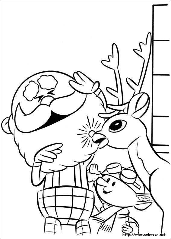 Rudolph And Santa Coloring Page