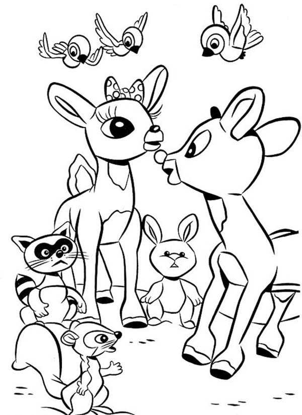 Rudolph And The Animals Coloring Page