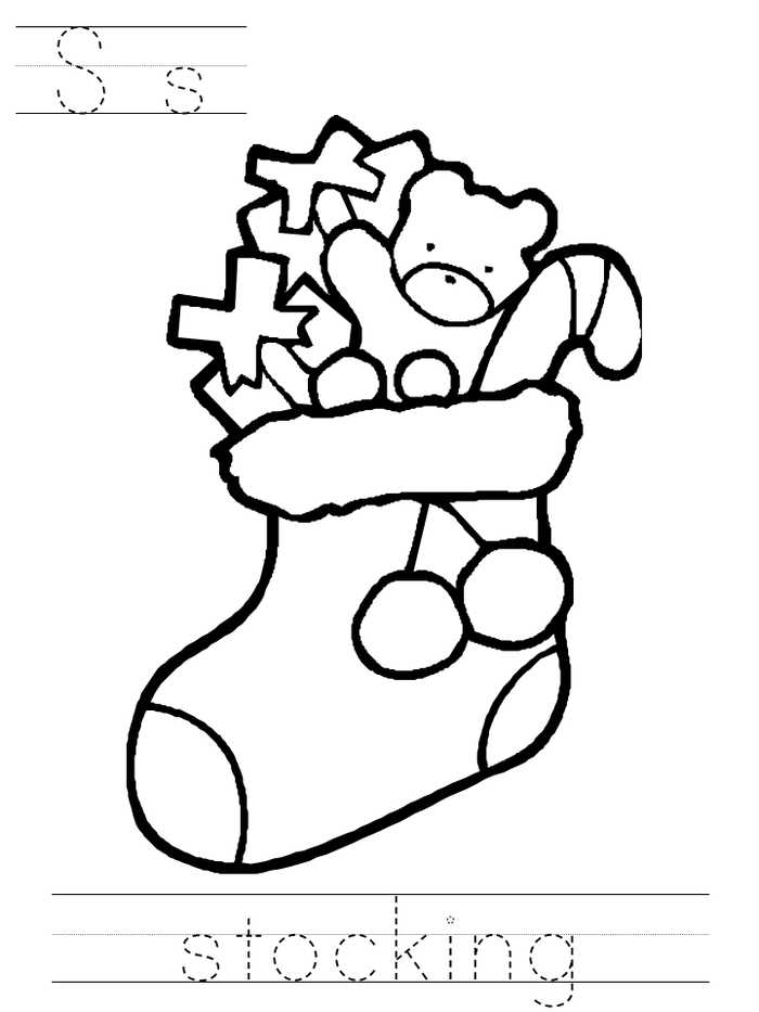 S Is For Stocking Christmas Coloring Page