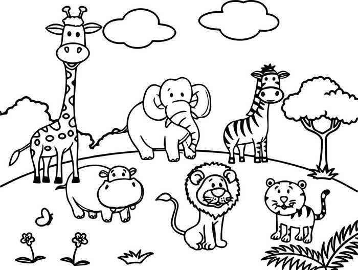 Safari Animal Coloring Pages