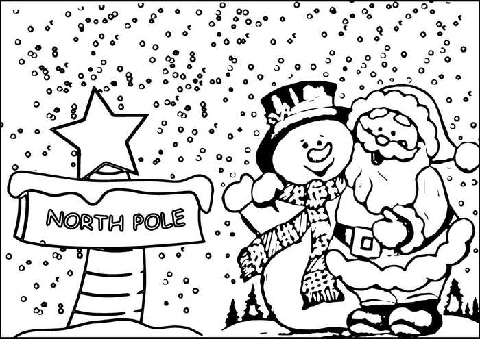 Santa And Frosty At The North Pole Printable